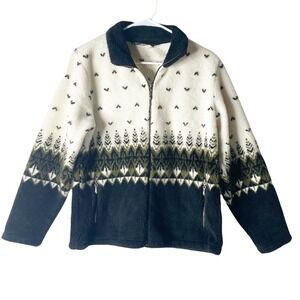 Black Diamond Vtg Fleece Full Zip Jacket Sz Small USA made Black White